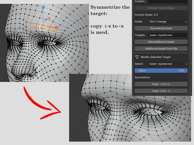 Symmetrize a target.