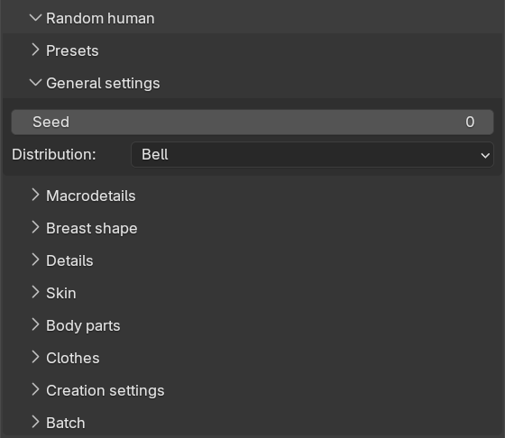 The General settings sub-panel